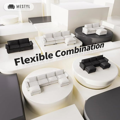 mestyl 36.6 in Modular Sectional Sofa Couch Comfy Ottoman - Image 4