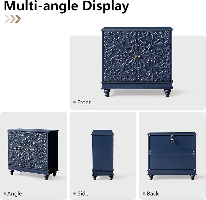 weselon Accent Cabinet Set of 2, Luxury Carving Board Buffet Cabinet - Image 8