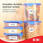 MESS Removable Food Labels for Containers (96-Pack) 1x3" & 1.5" Erasable Kitchen Labels for Organizing, Freezer & Fridge, White Dry Erase Labels for Jars