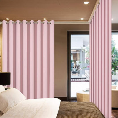 Yakamok Pink Room Darkening Curtains 96 inch Sliding Door Drapes | 1 Extra-wide - Image 2