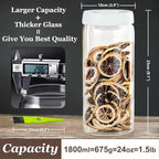 Vacuum Glass Jar with Airtight Lid,61floz/1800ml Borosilicate Glass Coffee Canister Container,Perfect for Coffee Beans & Grounds,Loose Leaf Tea,Candy,Sugar,Nuts,Spices