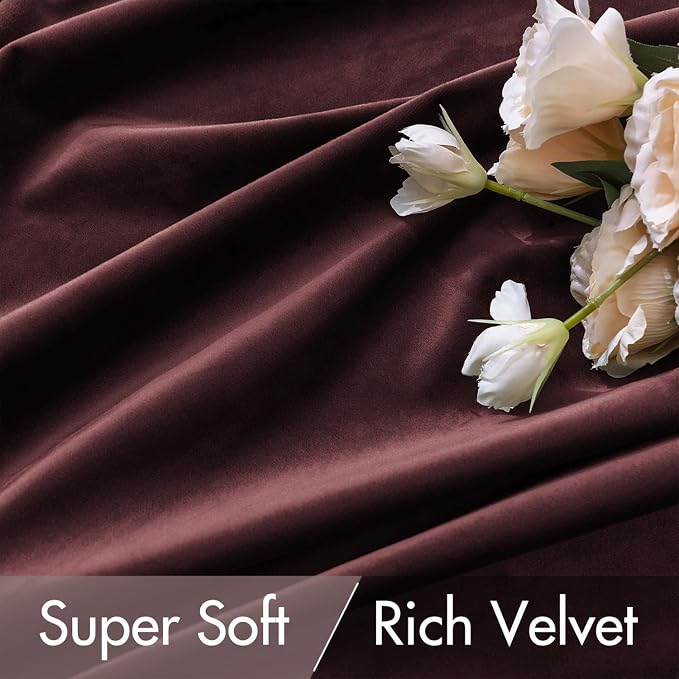 MIULEE Velvet Curtains 52x84 inches 2 Panels Ruby Wine Blackout Curtains | - Image 4