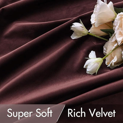 MIULEE Velvet Curtains 52x96 inches 2 Panels Ruby Wine Blackout Curtains | - Image 4