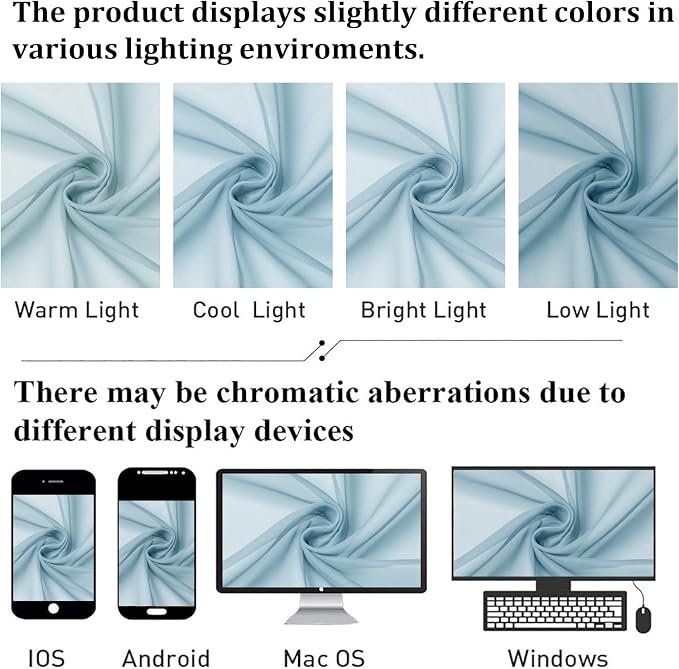 Light Blue Sheer Curtains 84 Inches Long 2 Panels, Light Filtering Solid Voile - Image 4