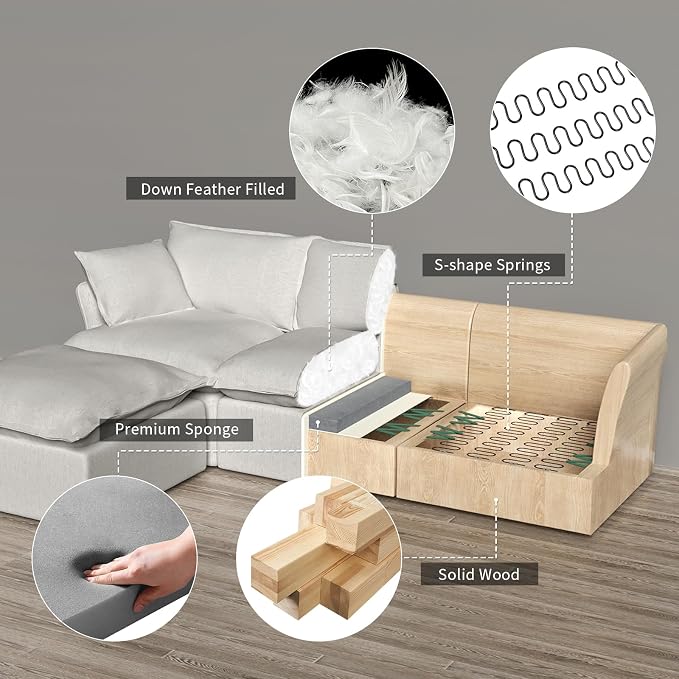 2 Seat with Ottoman L Shape Modular Sectional Couch Sofa - Image 4
