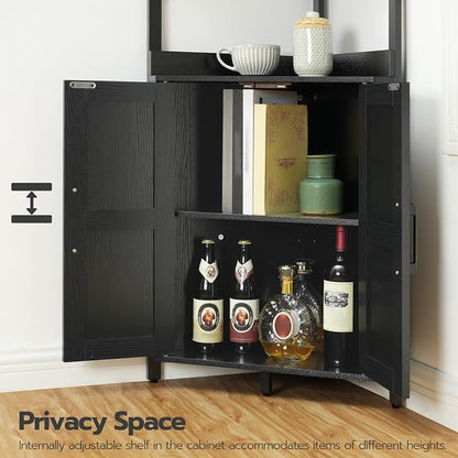HOOBRO Corner Shelf with Storage, Tall Corner Storage Cabinet, 5-Tier Corner - Image 4
