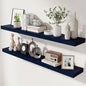 fuqing Dark Blue Floating Shelves 48 Inch, Solid Wooden Wall Shelves Set of 2 by Fuqing