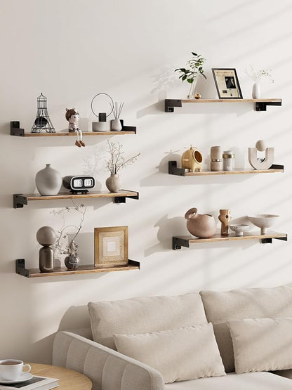 Floating Shelves for Wall, Shelves for Decor Storage Set of 6, Wall Mounted - Image 5