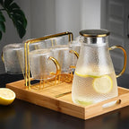 Xrrxy 2L/68oz Water Pitcher Glass Pitcher with Lid and Handle, Heat/Cold Resistant Borosilicate Glass Water Carafe for Coffee, Lemonade, Iced Tea,Beverage, Water Glass Jug
