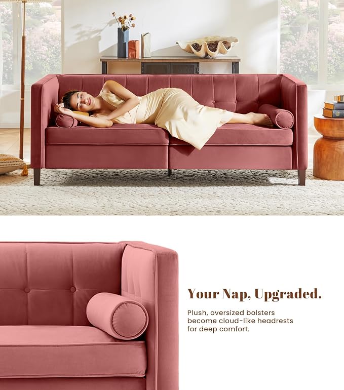 Dreamsir 78'' W Velvet Sofa, Mid-Century Modern Love Seats Sofa Furniture - Image 4