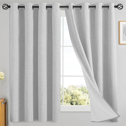 Yakamok White Linen Textured Curtains 63 Inches Long by Yakamok