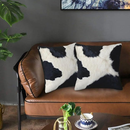 Western Cow Print Black and White Pillow Covers 20x20 Set of 2, Cowfur Print - Image 7