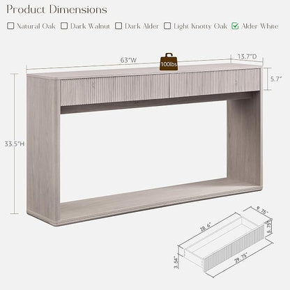 OKD 63" Fluted Console Table for Entryway, Modern Entryway Table - Image 2