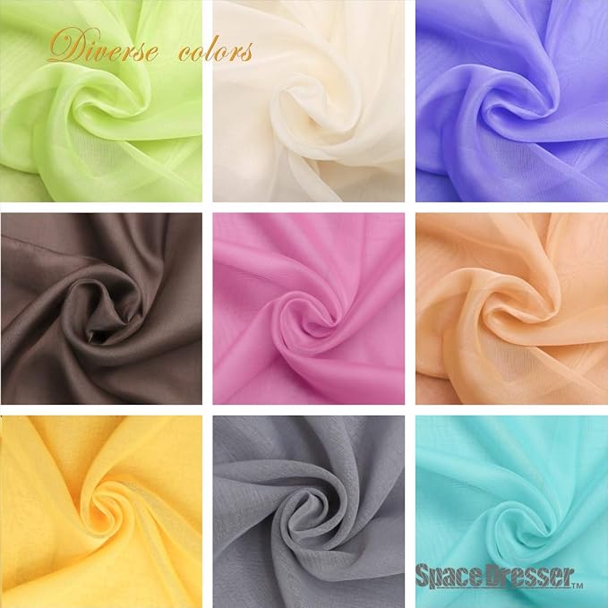 SpaceDresser Basic Rod Pocket Sheer Voile Window Curtain Tiers Ivory 2 Panels - Image 10