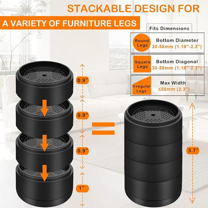 Furniture Risers Bed Risers Heavy Duty 4 inch, Round Adjustable Bed Lifts Riser - Image 4