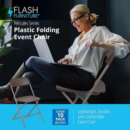 Flash Furniture Hercules Series Plastic Folding Chair Brown - Image 4