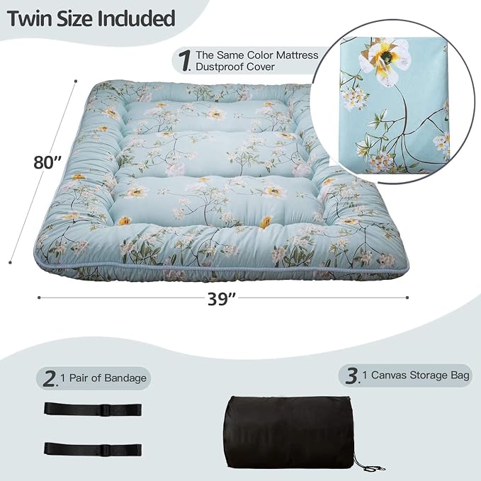 MAXYOYO Rustic Floral Korean Floor Mattress, Foldable Mat Roll Up Camping - Image 2