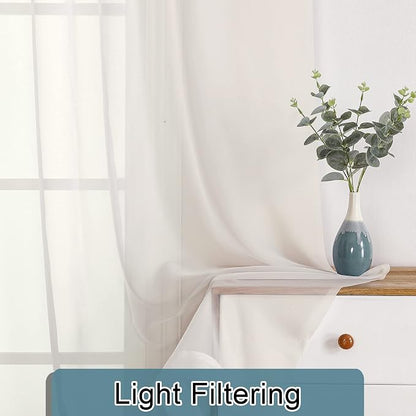 Sheer Curtain Panels Set 96" Inches Long, Solid Voile Light Filtering Airy - Image 7