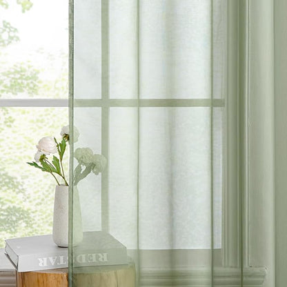 MIULEE Sage Green Sheer Curtains 54 X 72 Inches, 2 Panels | Elegant Window - Image 5
