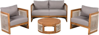 VilroCaz 4-Piece Patio Conversation Set, All Weather Sectional Sofa Set w/ 2 - Image 3