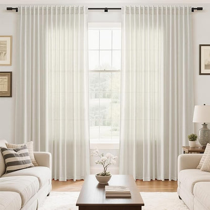 Cream Extra Wide Linen Curtains - Image 7