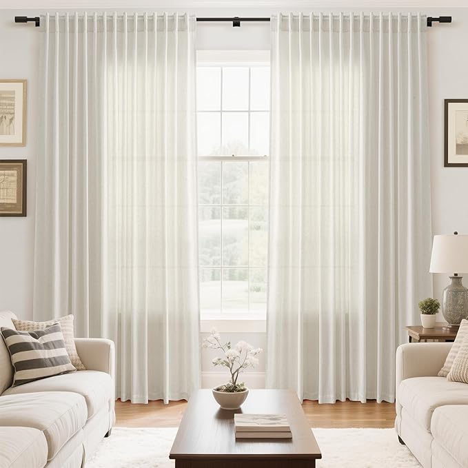 Cream Extra Wide Linen Curtains - Image 7