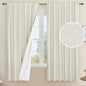 100% Blackout Natural Polyester Curtains, 63 Inches Linen Textured Thermal by LAMIT