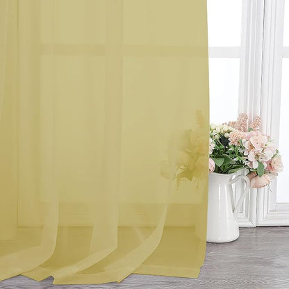 Chyhomenyc Mustard Yellow Short Sheer Curtains 36 inch Length, Light Filtering - Image 8