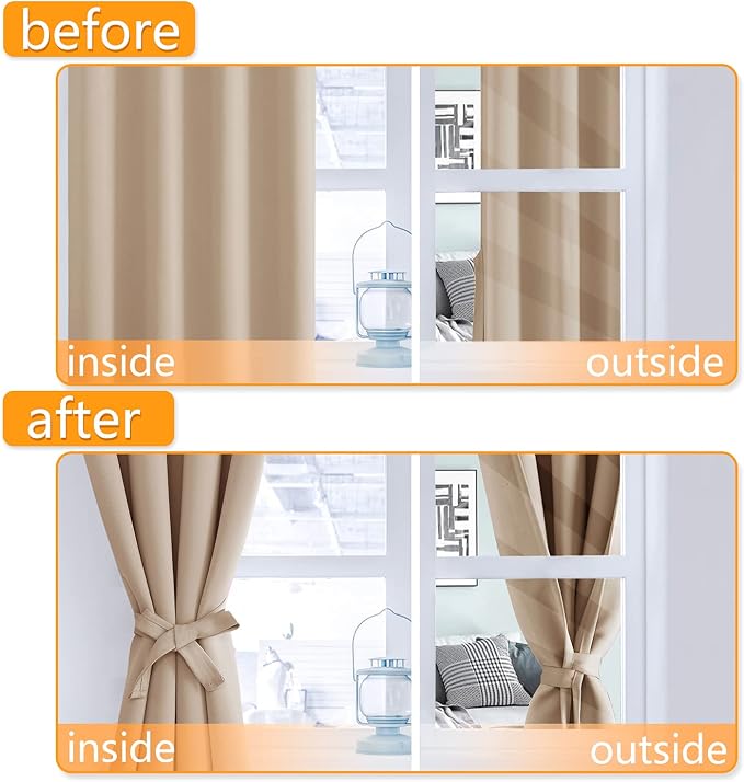 Blackout Curtains for Bedroom, 52 x 84 Inches Long, 2 Panels | Thermal - Image 4