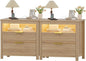 HNEBC Nightstand Set of 2 with Gun Drawer, Nightstands with Hidden Compartment by HNEBC