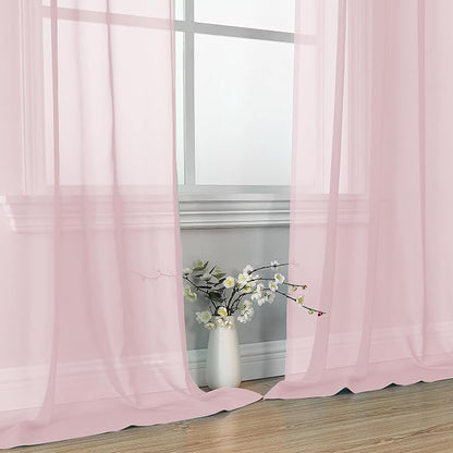Blush Pink Sheer Curtains 84 Inches Long 2 Panels - Image 6