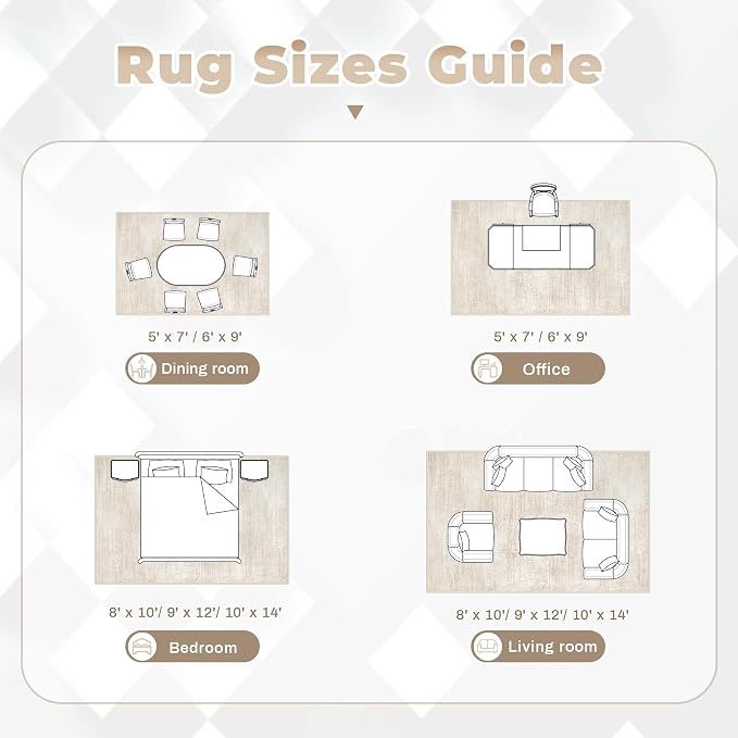 pmtsns Area Rugs 8x10 for Living Room: Washable Rug Modern Abstract Neutral - Image 8