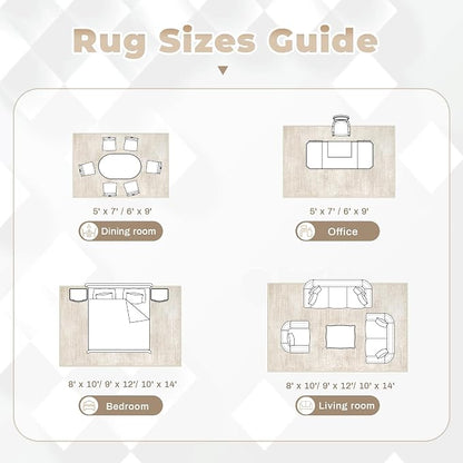 pmtsns Area Rugs 10x14 Living Room: Washable Rug Modern Abstract Neutral Soft - Image 8