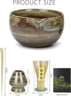 Artcome Premium Matcha Tea Set - 18.6oz Ceramic Bowl with Spout, Bamboo Whisk, Scoop, Whisk Holder & Brewing Guide - Durable & Elegant for Perfect Matcha Preparation