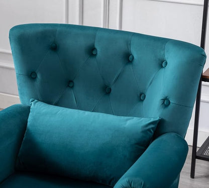 Mid Century Modern Accent Chair Upholstered Armchair Comfy Velvet Fabric Single - Image 4