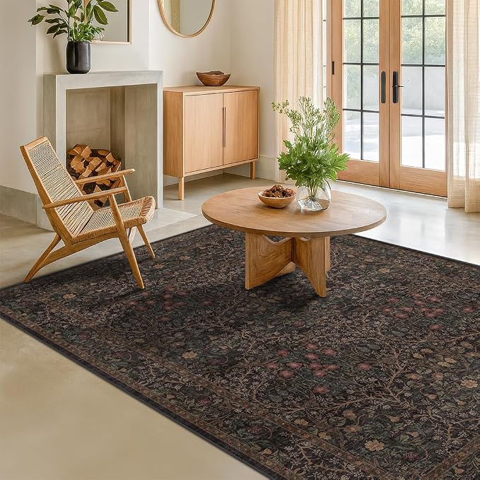 Dark Brown Washable 5x7 Area Rugs - Image 3