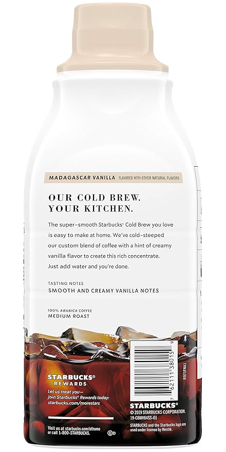 Starbucks Cold Brew Concentrate, 32 Fl Oz (Madagascar Vanilla + Caramel Dolce)