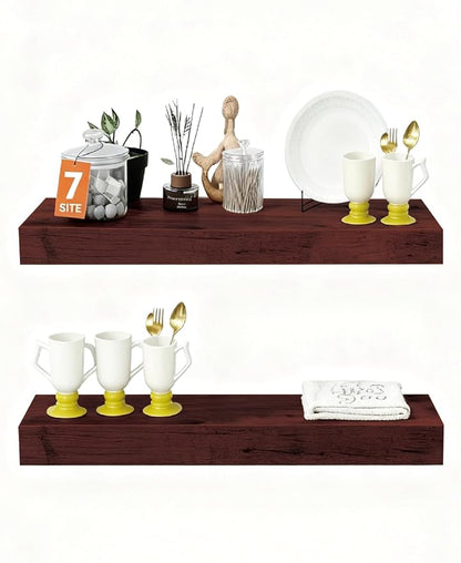 Solid Wood Floating Shelves, 15in Finished Real Wood Wall Shelves by Unknown