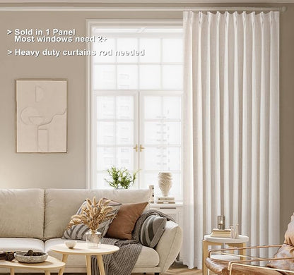Vision Home Natural Pinch Pleated Full Blackout Curtains Linen Blended Room - Image 2