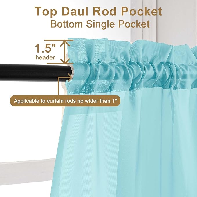 Chyhomenyc Sheer Aqua Curtains 90 inches Long 2 Panels, Light Filtering Soft - Image 5