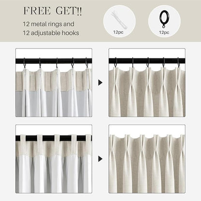 Pinch Pleated Linen Curtains 100% Blackout 95 Inches Long - Image 5
