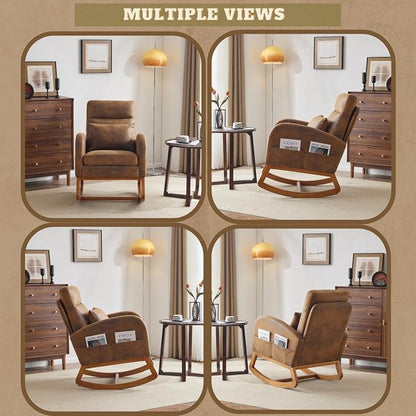 VINGLI Rustic Microfiber Nursing Rocking Chair - Image 6
