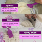 Silicone Baking Mat Set | Non-Stick Dough Rolling Pastry with Rolling Pin for Cookie Pie Crust Pizza Bread | Extra Large Dough Mat | Silicone Pastry Mat Kit Extra Thick with accessories