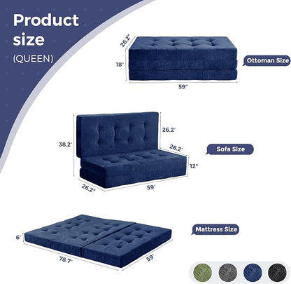 MAXYOYO 6" Folding Sofa Bed for Floor, Tufted Tri-Fold Floor Mattress - Image 2