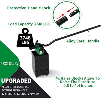 NEST EASY Upgraded Heavy Duty Furniture Dolly 360° Rotating 5 Wheels, Alloy - Image 5