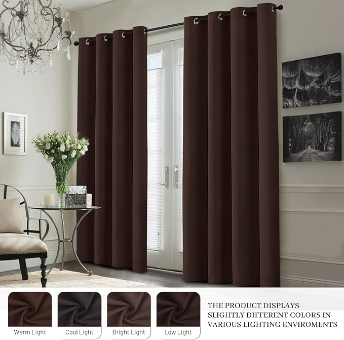 Yakamok Brown 100% Blackout Curtain Panels 84 inches, 2 Panels | Blackout - Image 7