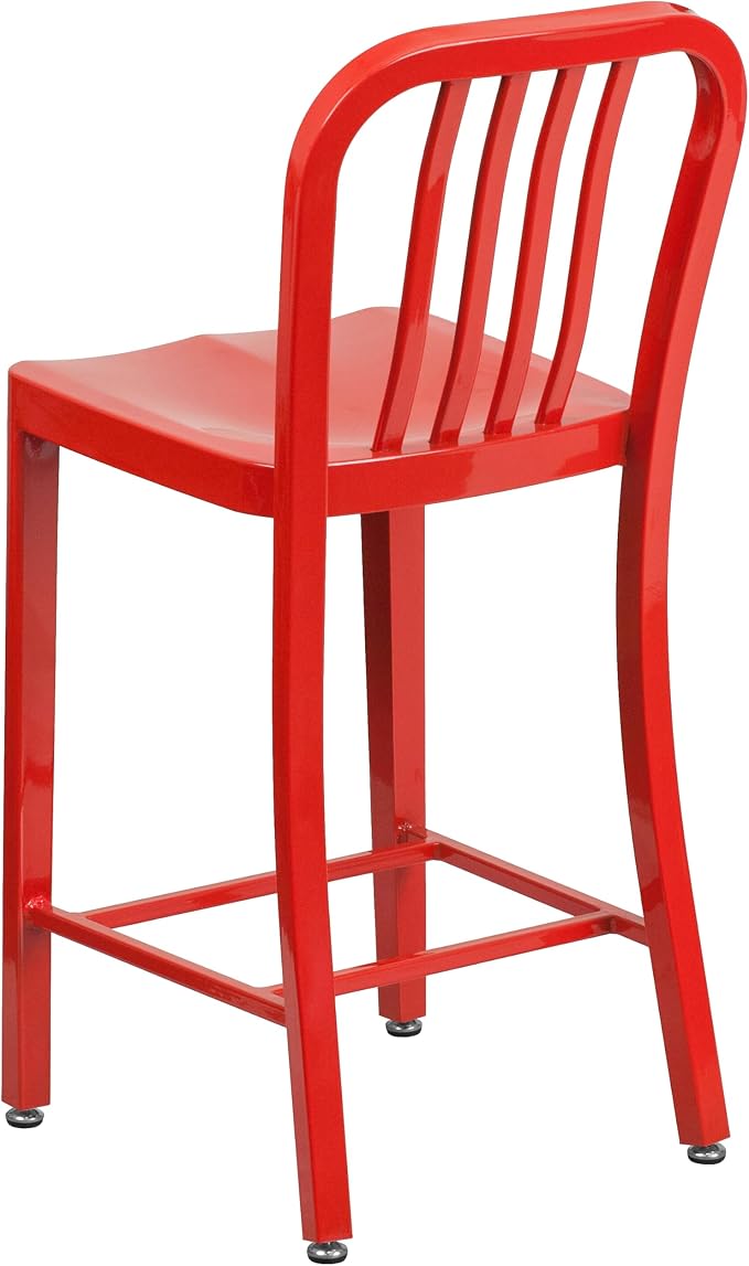 Flash Furniture Commercial Grade 24" High Red Metal Indoor-Outdoor Counter - Image 7