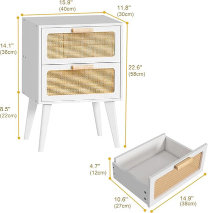 YAUKOMEL White Nightstand, Wood End Table, Side Table - Image 3