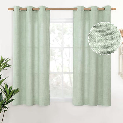 YoungsTex Sage Green Linen Curtains 45 Inches Length by YoungsTex