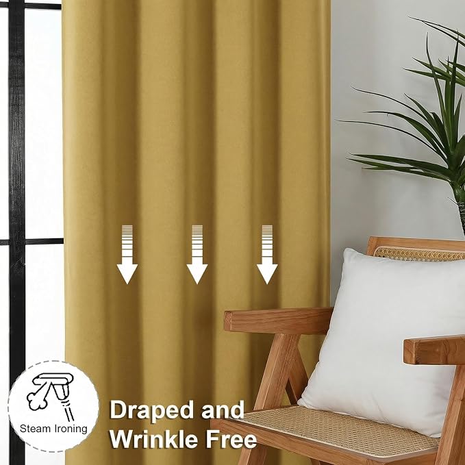 Simplebrand Ava Bright Gold Short 36 Inches Blackout Curtain 2 Panels Set - Image 7